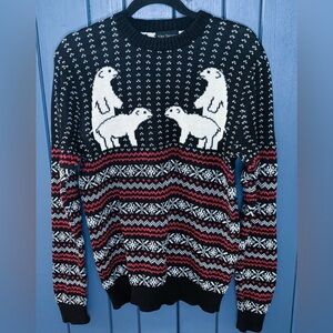 Mens Alex Stevens Naughty Polar Bear Sweater Medium Nordic Christmas AS IS READ